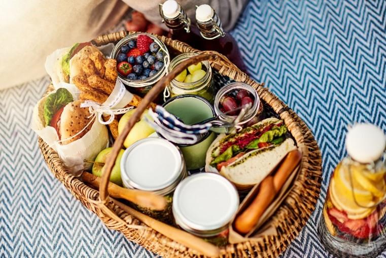 food in a picnic basket